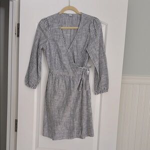 Striped Blue and White Wrap Dress